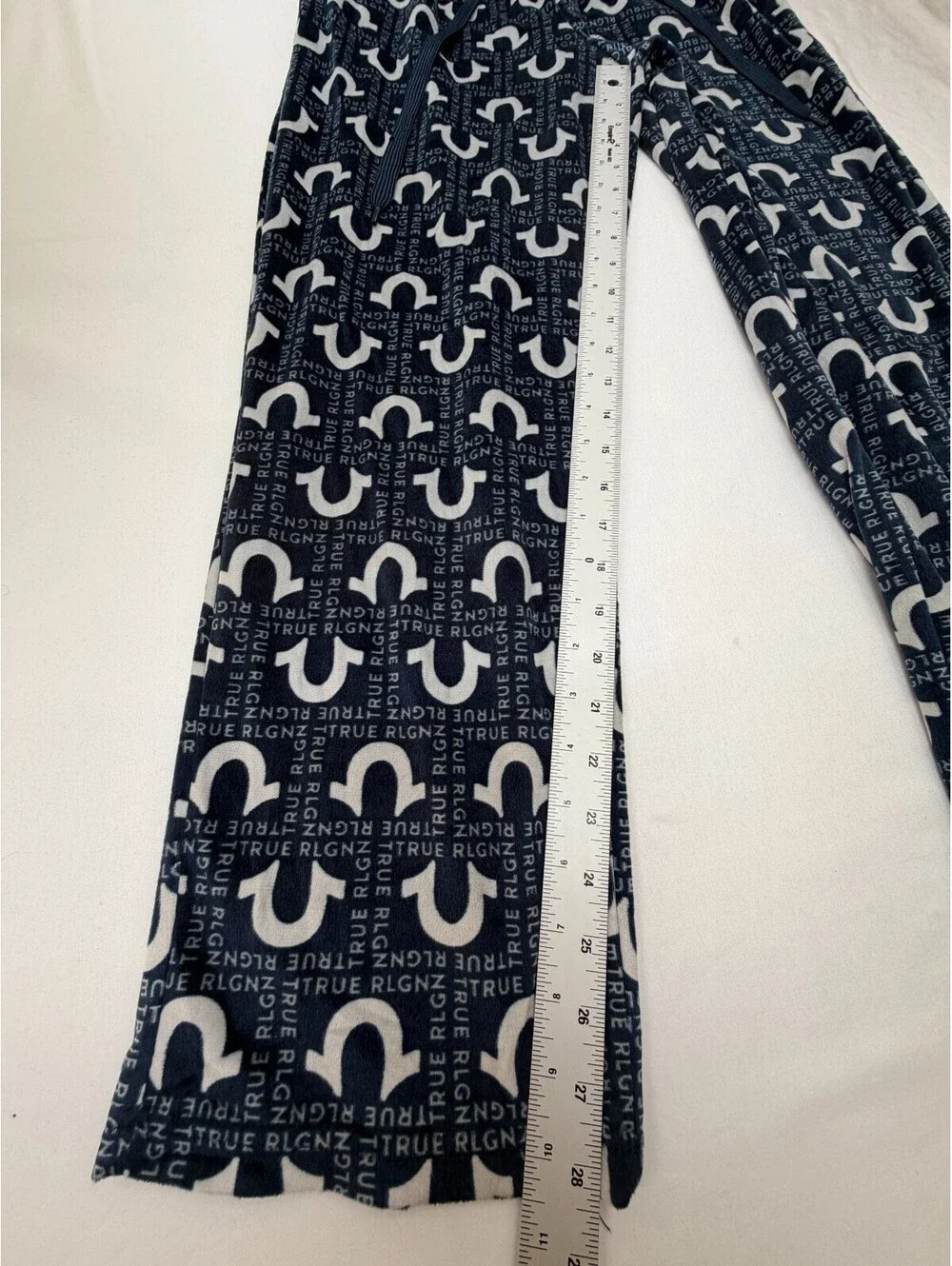True Religion Men's Pajama Pants Loungewear Drawstring Logo Size S Blue